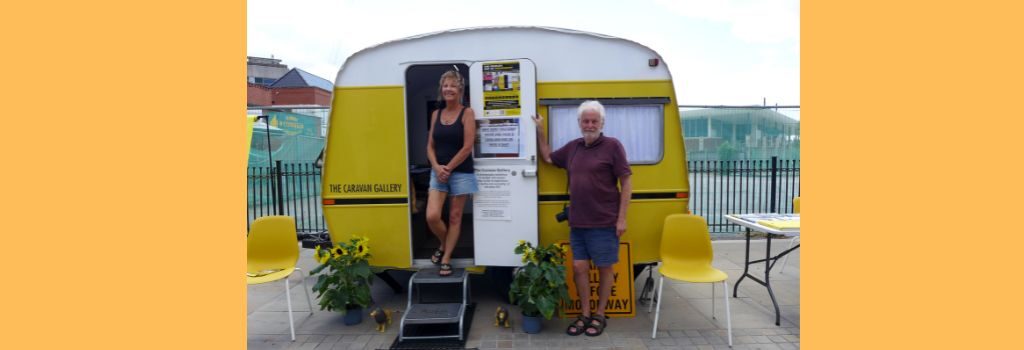 Jan and Chris with The Caravan Gallery in an image used for Croydon’s Open House Festival announcement